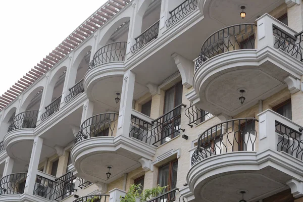 Exterior Beautiful Residential Building Balconies — Stock Photo, Image