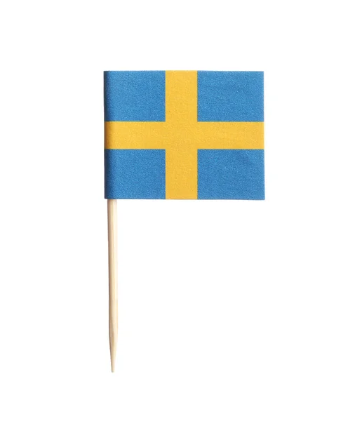 Bendera Kertas Kecil Swedia Diisolasi Dengan Warna Putih — Stok Foto