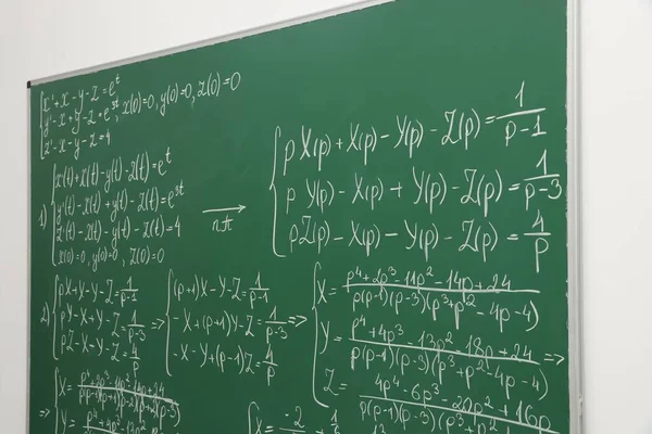 Many Different Math Formulas Written Chalkboard — Stock Photo, Image