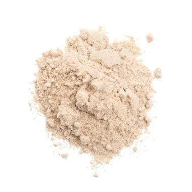 Pile of buckwheat flour isolated on white, top view clipart