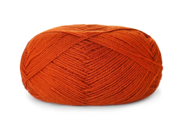 Soft Orange Woolen Yarn Isolated White — Stock Photo, Image