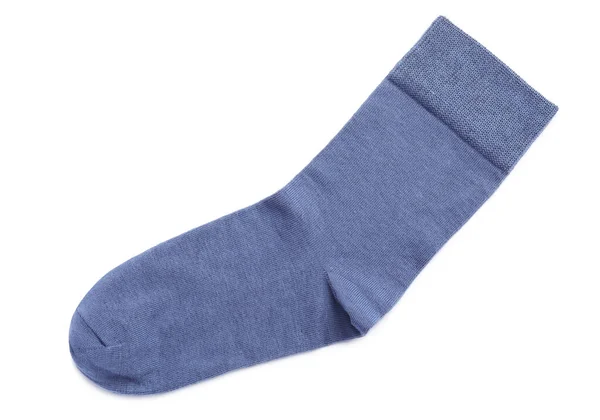 Yeni Mavi Çorap Beyaz Üst Görünümde Izole — Stok fotoğraf