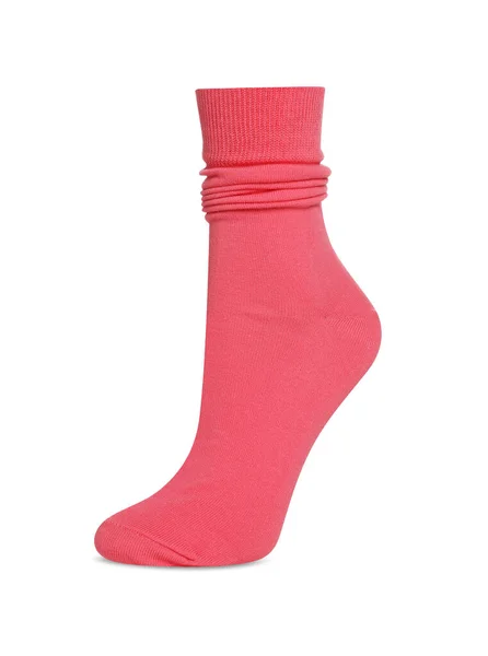 Eine Helle Rosa Socke Auf Weißem Hintergrund — Stockfoto