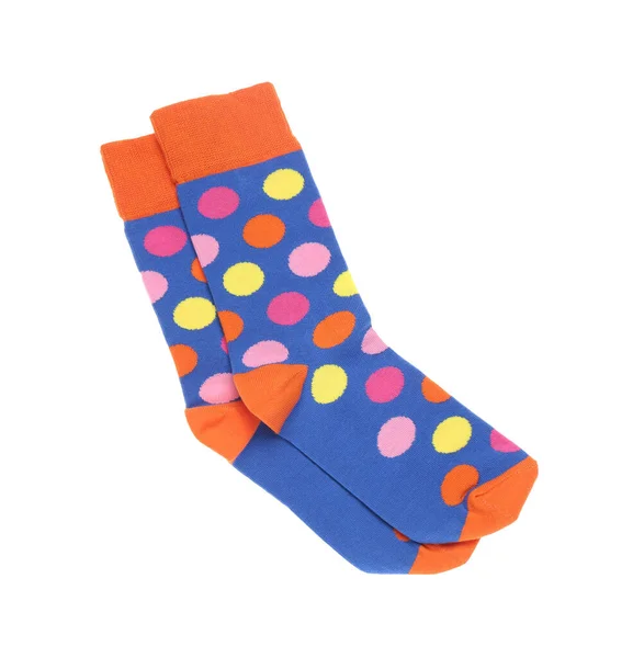 Colorful Socks White Background Top View — Stock Photo, Image