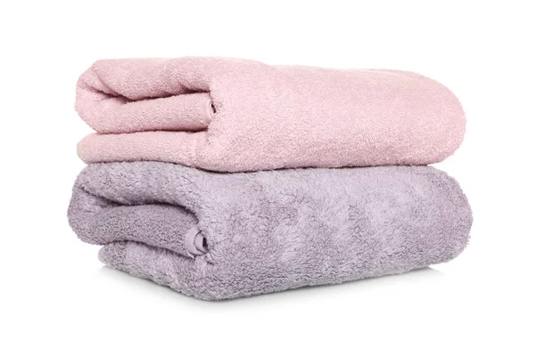 Folded Soft Terry Towels White Background — Stock Photo, Image
