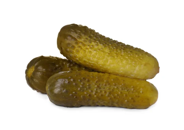 Tasty Crunchy Pickled Cucumbers White Background — 스톡 사진