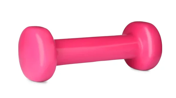 Pink Dumbbell Isolated White Weight Training Equipment — Stockfoto