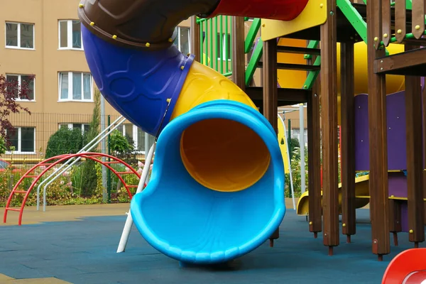 Colourful Slide Outdoor Playground Children Residential Area — Stock Photo, Image