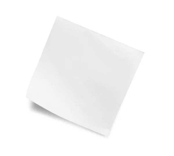 Blank Sticky Note White Background Top View — Zdjęcie stockowe