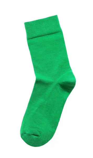 Πράσινη Κάλτσα Που Απομονώνεται Λευκό Πάνω Όψη — Φωτογραφία Αρχείου
