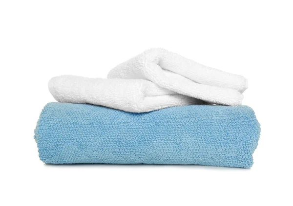 Gefaltete Weiche Frottee Handtücher Auf Weißem Hintergrund — Stockfoto
