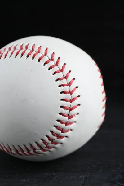 Baseballová Koule Černém Pozadí Detailní Záběr Sportovní Hra — Stock fotografie