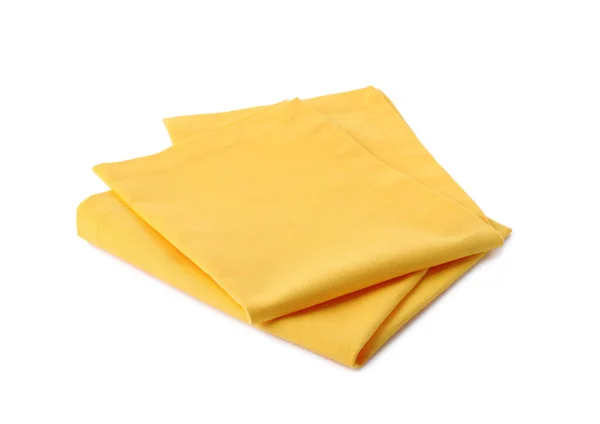 Neue Saubere Gelbe Stoffservietten Isoliert Auf Weiß — Stockfoto