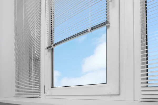 Window Horizontal Blinds Indoors Low Angle View — 스톡 사진