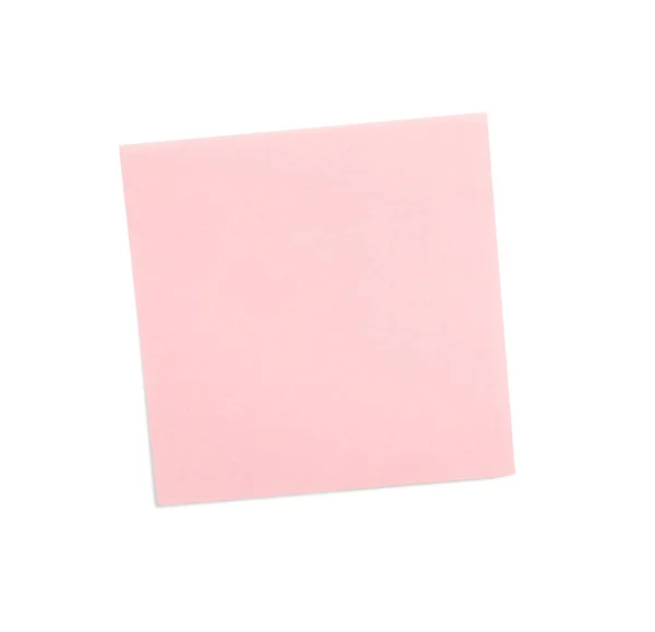 Blank Pink Sticky Note White Background Top View — Stock fotografie