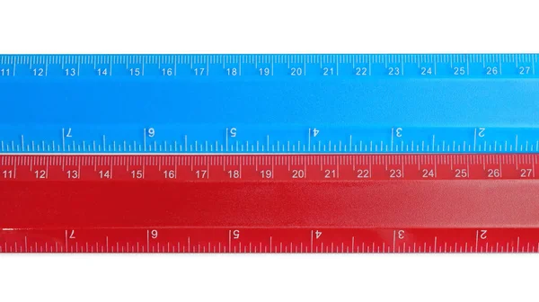 Sovrintendenti Con Indicatori Lunghezza Misura Centimetri Isolati Bianco Vista Dall — Foto Stock