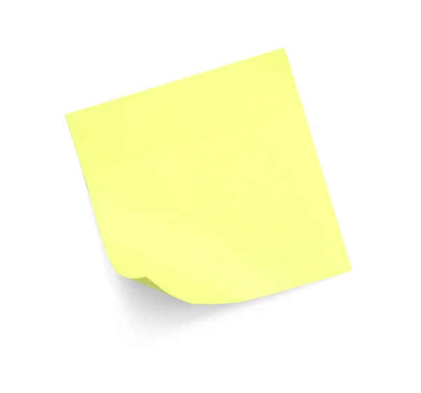Blank Yellow Sticky Note White Background Top View — Fotografia de Stock