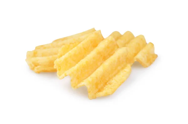 Delicious Ridged Potato Chips White Background — Stock Photo, Image