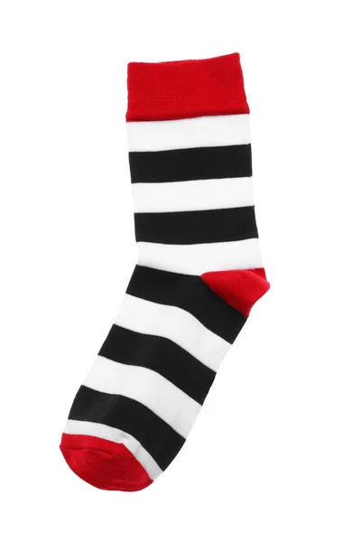 Striped Sock Isolated White Top View — Stock Photo, Image