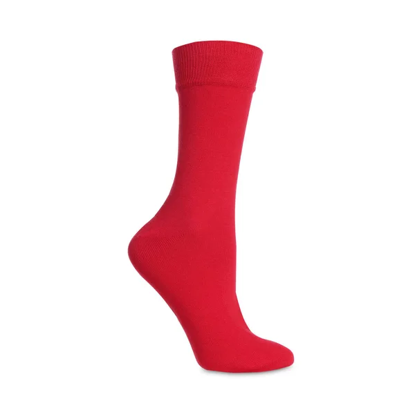 Een Nieuwe Rode Sok Geïsoleerd Wit — Stockfoto