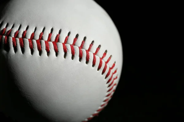 Baseball Czarnym Tle Zbliżenie Miejsca Tekst Gry Sport Gry — Zdjęcie stockowe
