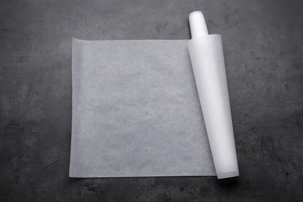 Roll Baking Paper Grey Table Top View — Stock Photo, Image