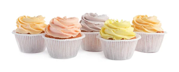 Tasty Cupcakes Cream Isolated White — Stock Photo, Image