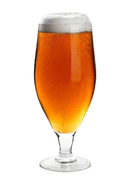 Glas Leckeres Helles Bier Auf Weißem Hintergrund — Stockfoto