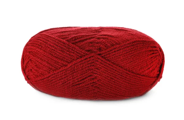 stock image Soft red woolen yarn isolated on white