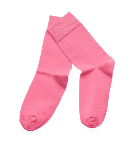 Pink Socks White Background Top View — Stock Photo, Image