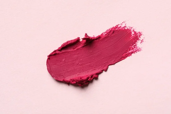 Smear Bright Lipstick Light Background Top View — Stock Photo, Image