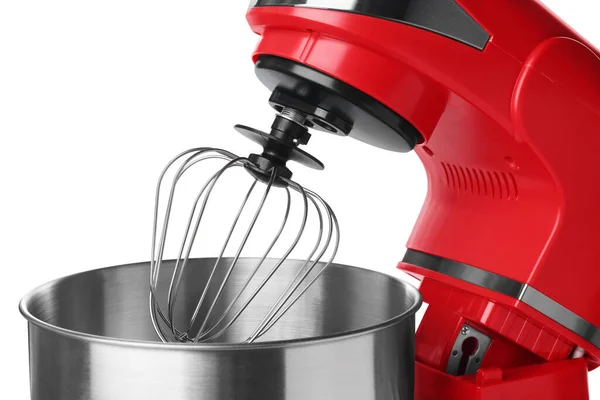 Modern Red Stand Mixer Isolated White Closeup — Stock Photo, Image