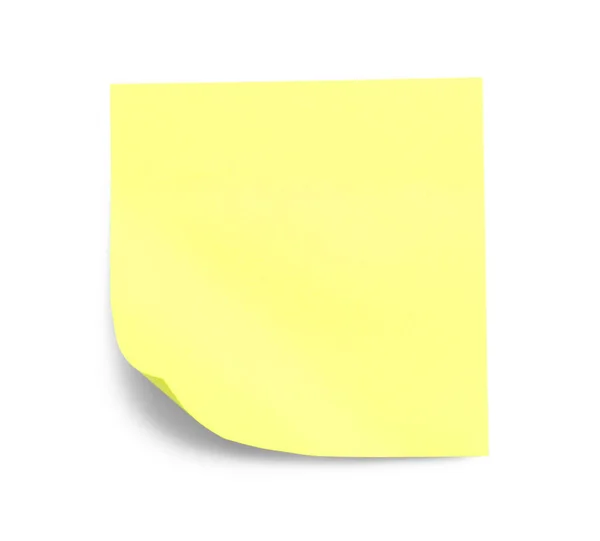 Blank Yellow Sticky Note White Background Top View — Foto de Stock