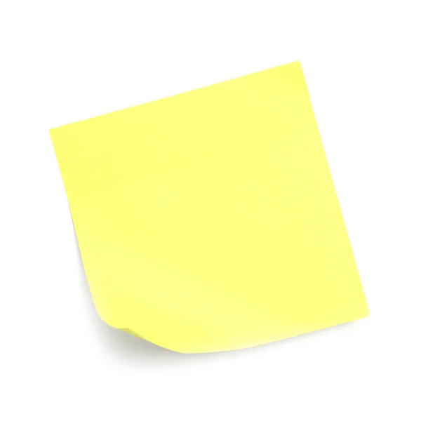 Blank Yellow Sticky Note White Background Top View — Stock Photo, Image