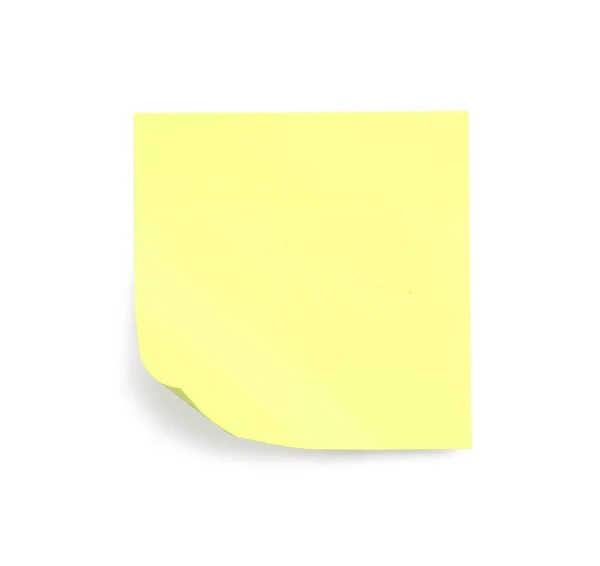 Blank Yellow Sticky Note White Background Top View — Foto de Stock