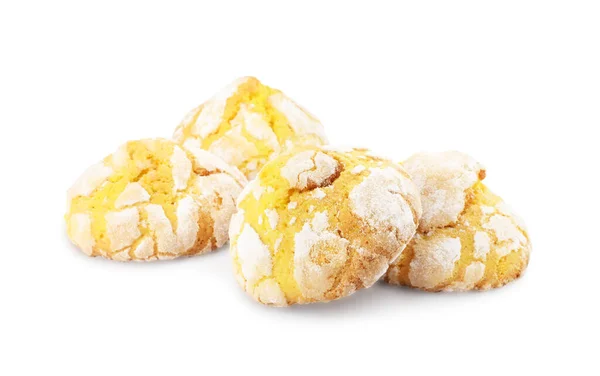 Вкусное Домашнее Лимонное Печенье Белом Фоне — стоковое фото
