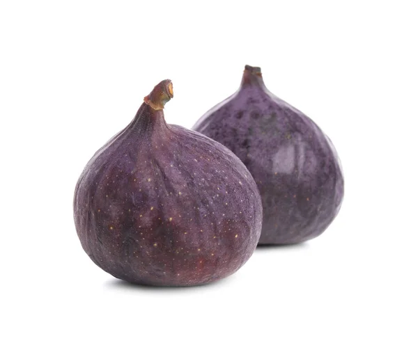 Whole Ripe Fresh Figs Isolated White — Stock Photo, Image