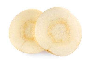 Beyaz arka planda taze olgun yaban havucu, üst manzara.