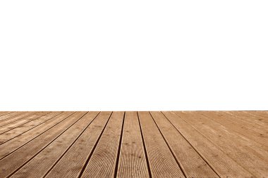 Boş ahşap yüzey beyaza izole edilmiş. Tasarım için model