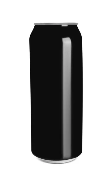 黑色罐装饮料 白色隔离 用于设计的模型 — 图库照片
