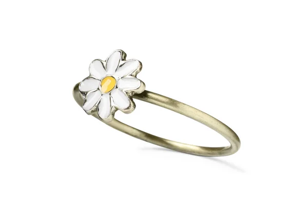 Beautiful Decorative Ring Flower Table Setting Isolated White — Stock Photo, Image