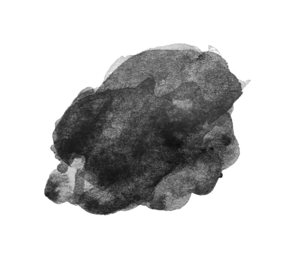 白い背景に黒の水彩画の塊 — ストック写真