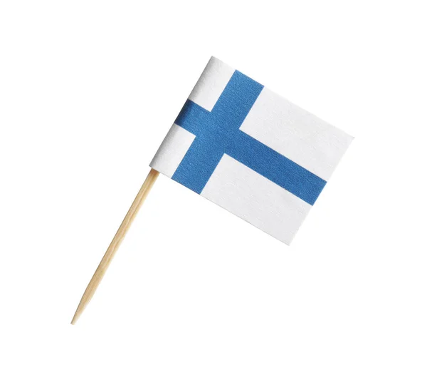 Kleine Papieren Vlag Van Finland Geïsoleerd Wit — Stockfoto