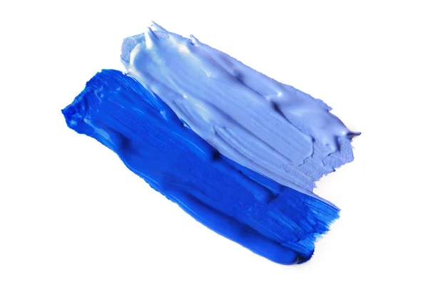 Образцы Синей Краски Белом Фоне Вид Сверху — стоковое фото