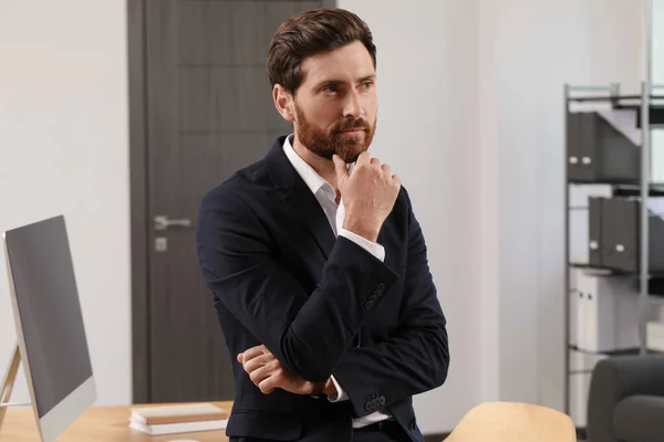 Portrait Handsome Bearded Man Office — Stockfoto