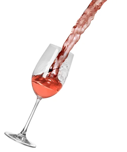 Verter Delicioso Vino Rosas Vaso Sobre Fondo Blanco —  Fotos de Stock