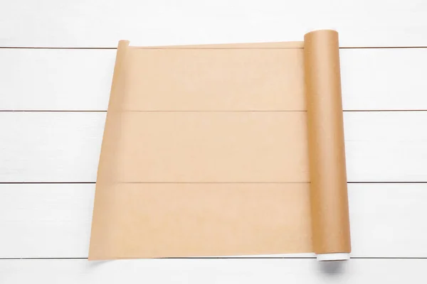 Backpapierrolle Auf Weißem Holztisch Draufsicht — Stockfoto