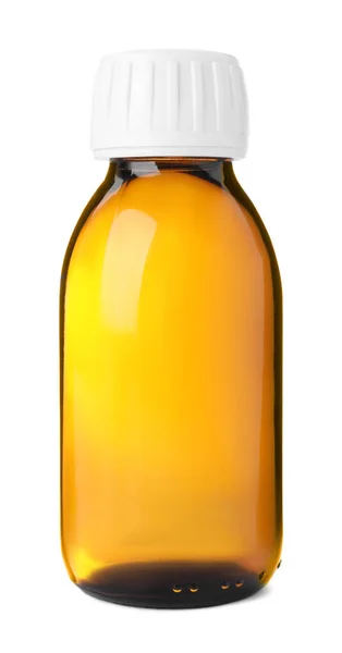 Пляшка Сиропу Ізольована Білому Кашель Холодна Медицина — стокове фото