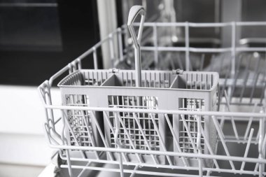 Mutfakta temiz, boş bulaşık makinesini aç, kapat.