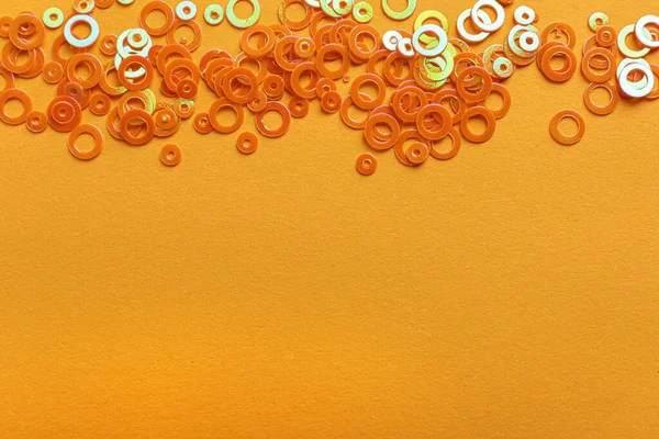 明るいオレンジの背景に光沢のある明るい輝き フラットレイアウト テキストのスペース — ストック写真
